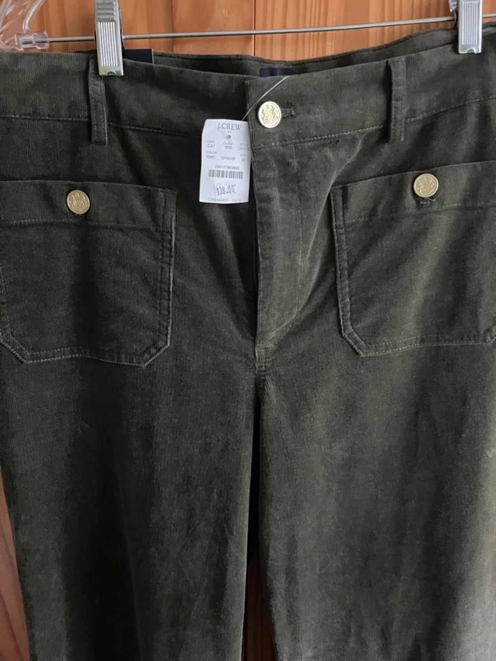 J. Crew Factory Lizzie corduroy Olive Green Wide-Leg Pants - Picture 3 of 4
